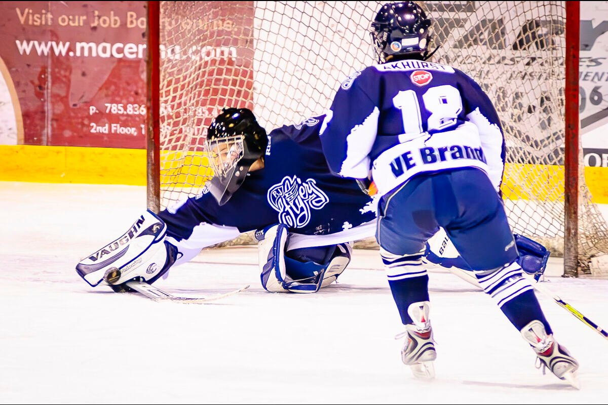 Minor Hockey shot on goal